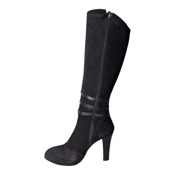 BRUNO MAGLI Tall Black Suede Buckled Over The Knee Boot Size 40 - Picture 7 of 9
